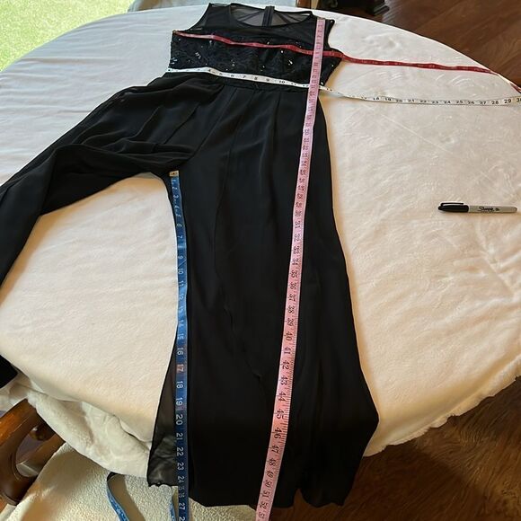 Alex B Nites Jumpsuit Romper Sz 4 Lace  Floral Sequins Sheer Scarf Legs Formal - Picture 11 of 12